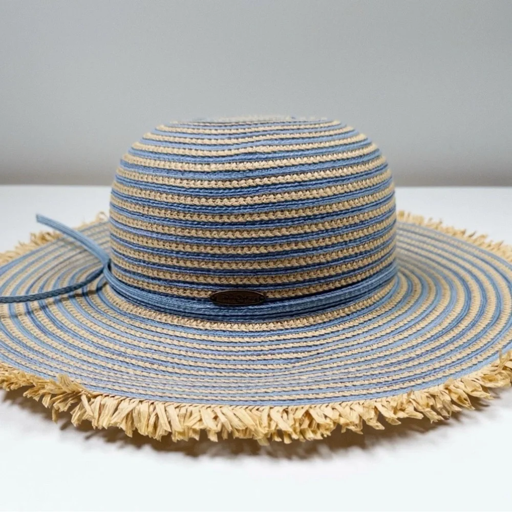 Panama Jack, NWT Blue and Tan Striped Sun Hat